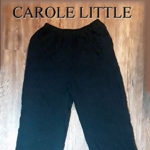 Carole Little Black Gauze Crinkle Wide Leg Casual